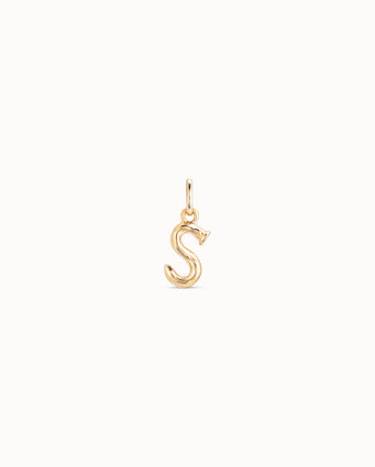 Charm bañado en oro de 18k de letra S