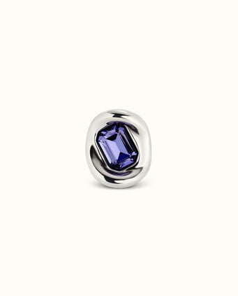 Sterling silver-plated ring with purple crystal