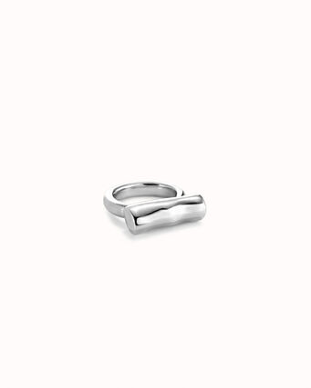 Sterling silver plated ring with horizontal tube