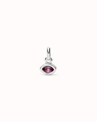 Sterling silver-plated charm with pink crystal