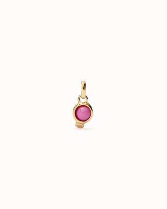 18K gold-plated charm with pink stone