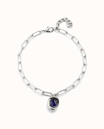 Sterling silver-plated chain with links and purple crystal