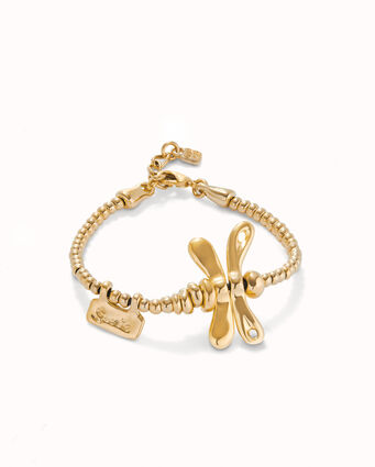 Bracelet élastique avec libellule plaquée or 18 carats