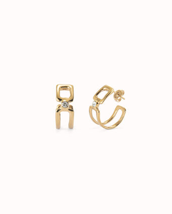Double 18K gold-plated hoop earrings with white topaz