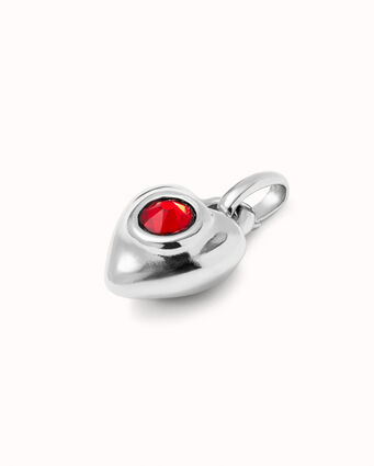 Charm plaqué argent avec cristal rouge