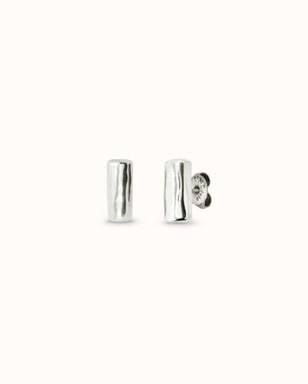 Sterling silver-plated tube-shaped earrings
