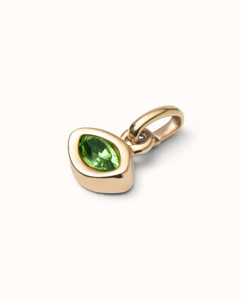 18k gold plated charm with green crystals