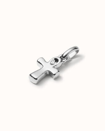 Charm plated in sterling silver with cross shape
