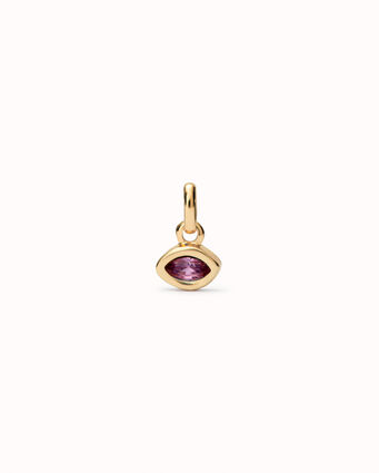 18K gold-plated charm with pink crystal