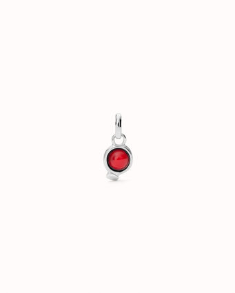 Sterling silver-plated charm with red stone