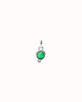 Sterling silver-plated charm with green stone
