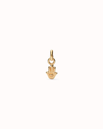 Charm  bañado en oro 18k con forma de mano de fátima