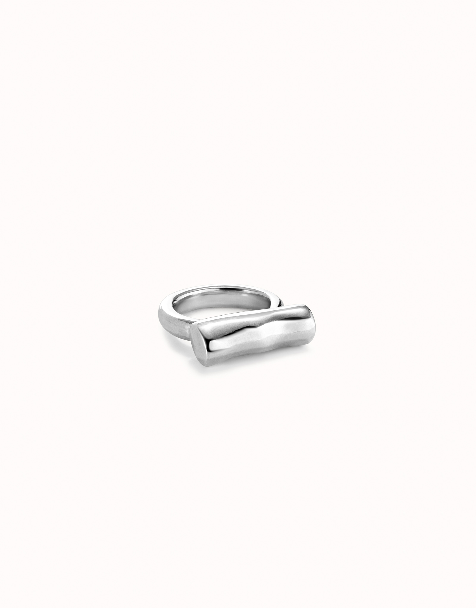 Sterling silver plated ring with horizontal tube, Silver, large image number null