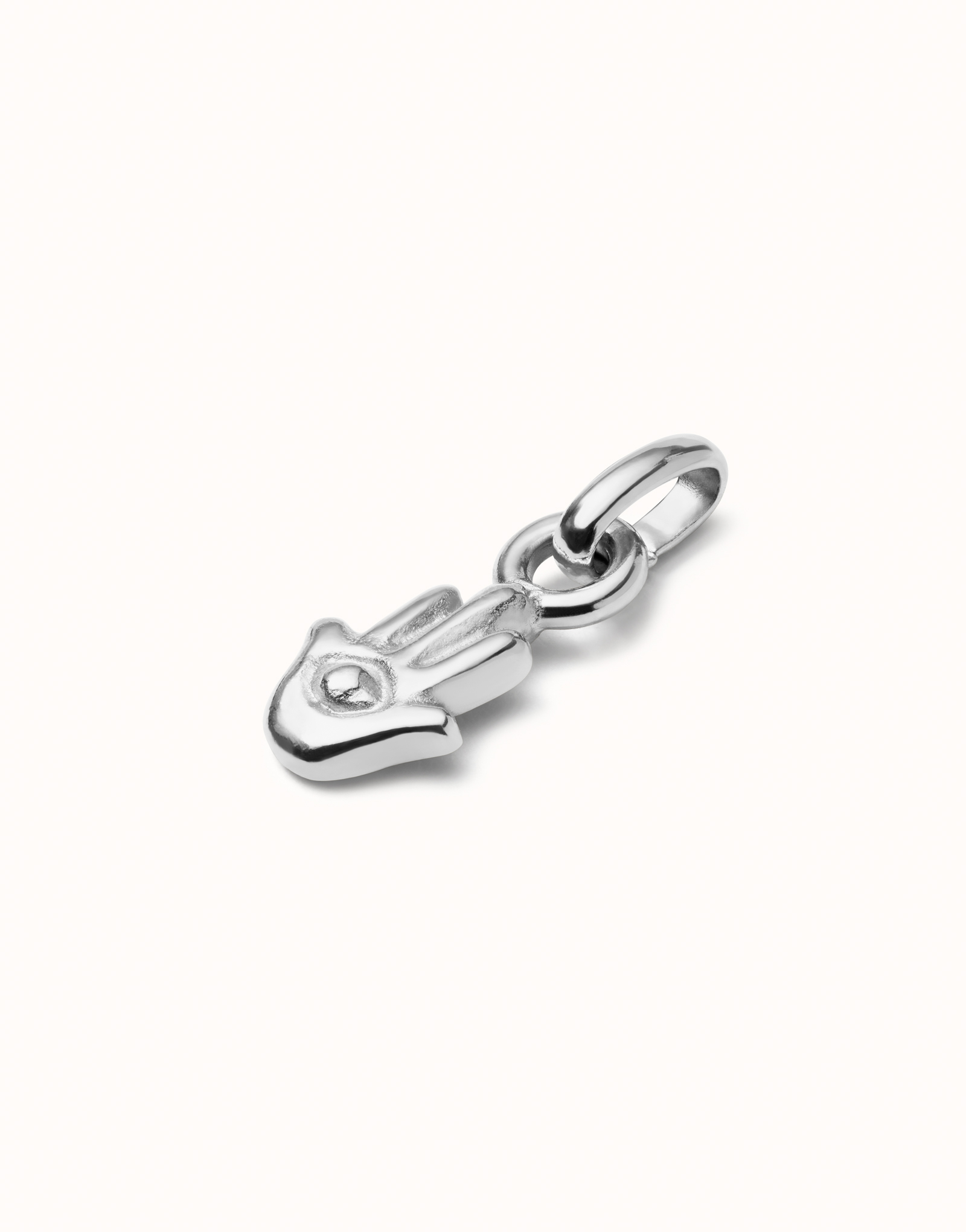 Charm placcato argento Sterling a forma di mano di Fatima., Argent, large image number null