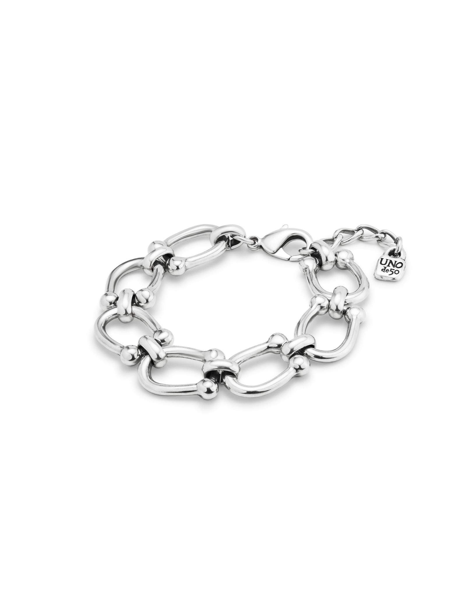 Silver-plated bracelet with medium sized oval links | UNOde50