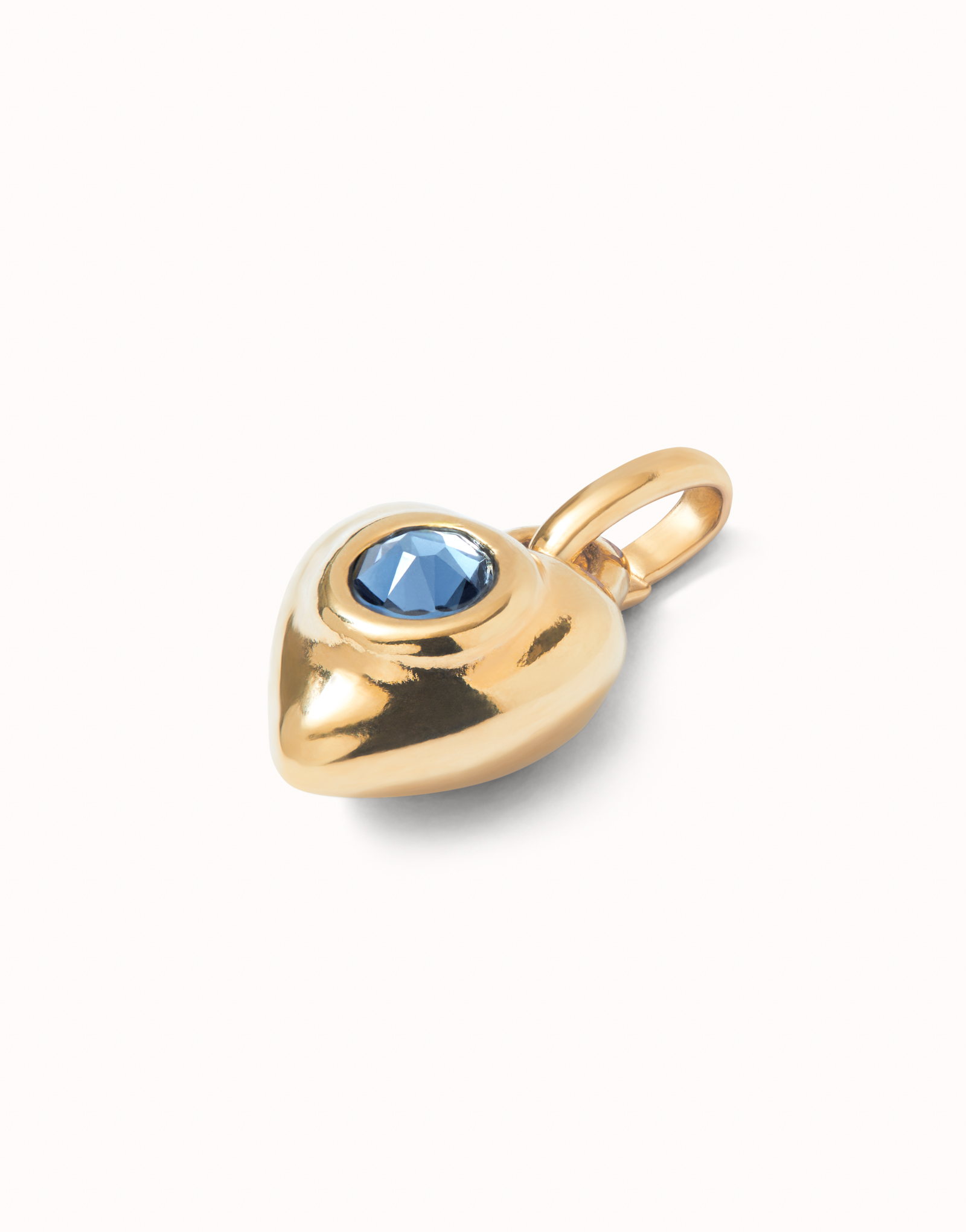 18K gold-plated charm with blue crystal., Golden, large image number null