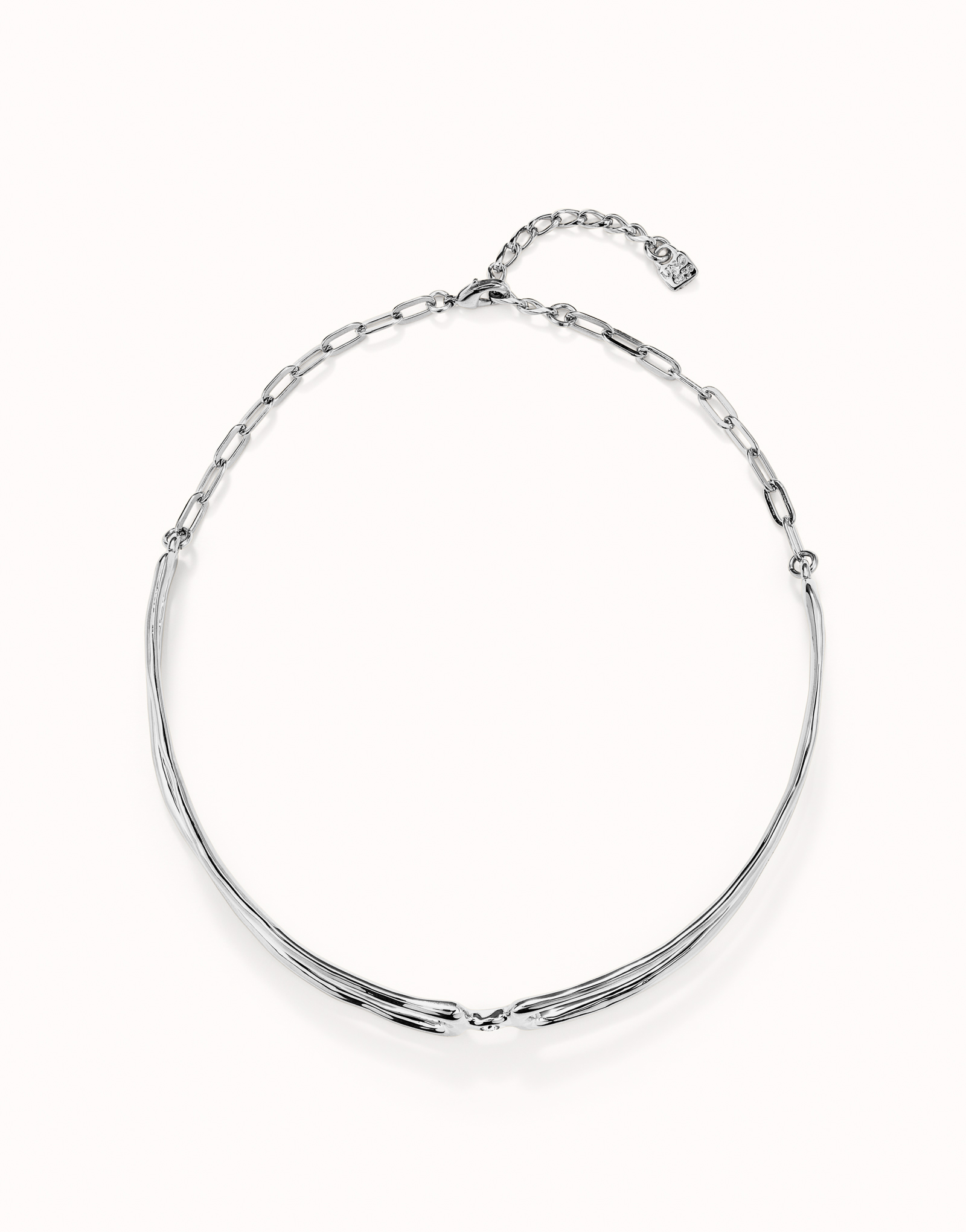 Collana doppia placcata argento sterling con topazio bianco, Argent, large image number null